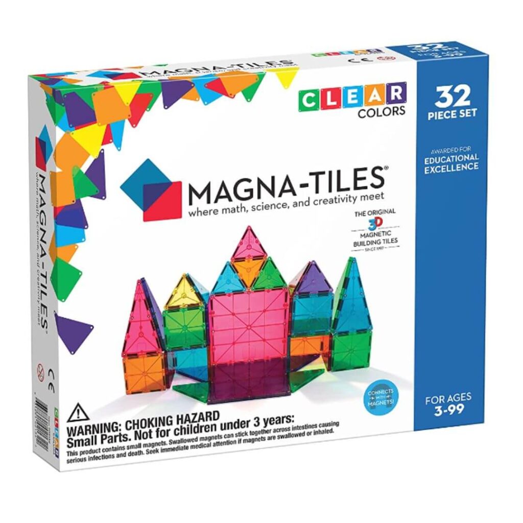 magna tiles 32 piece clear colors set 1